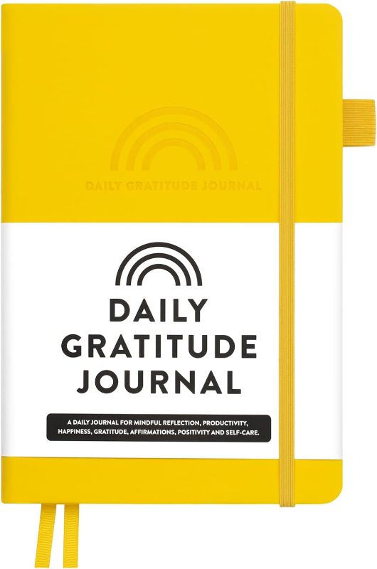 Photo 1 of Daily Gratitude Journal - Mindful Reflection, Productivity, Happiness, Gratitude, Affirmations, Positivity and Self-Care - Start Any Time Undated Daily Guide Planner with Prompts (Yellow)

