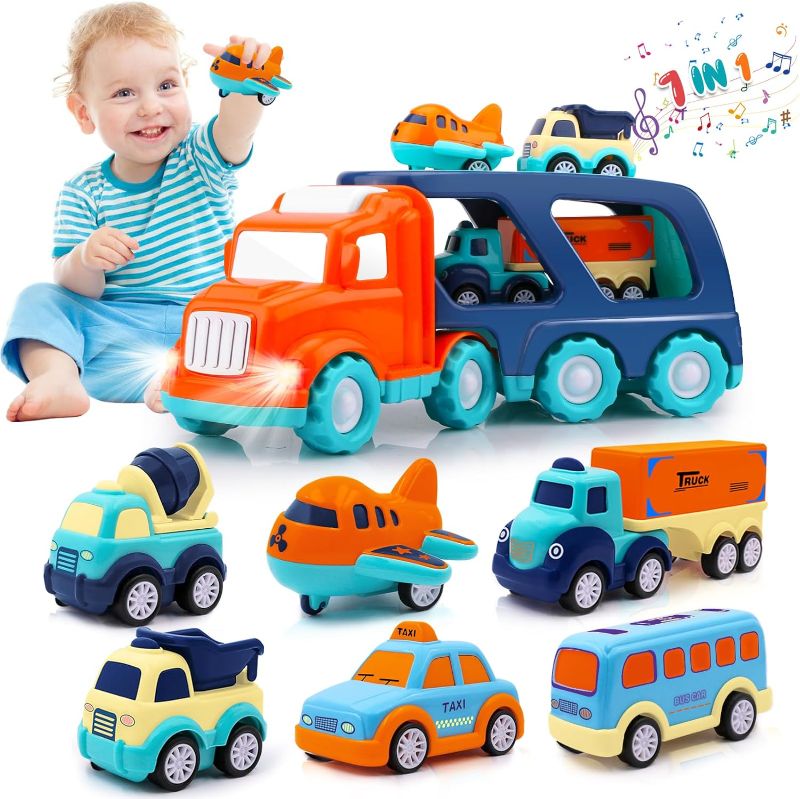 Photo 1 of Car Toys Truck for Toddler Boy: Carrier Toys for Kids 2 3 4 Year Old 7 in 1 Transport Vehicle Toys for Age 2-3 2-4 | 18 Months+ Christmas Birthday Gift Ideas
