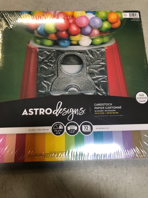 Photo 2 of Astrodesigns Cardstock Starter Pack, 12 inch x 12 inch, 65 lb/ 176 gsm, Assorted Colors, 72 Sheets