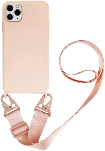 Photo 1 of iPhone 13 Mini, 13 Pro and 13 Pro Max - Silicone Phone Case with Lanyard (Pink, iPhone 13 pro)
