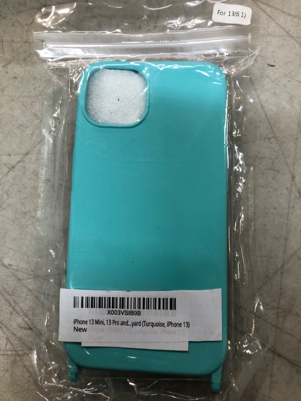 Photo 3 of iPhone 13 Mini, 13 Pro and 13 Pro Max - Silicone Phone Case with Lanyard (Turquoise, iPhone 13)
