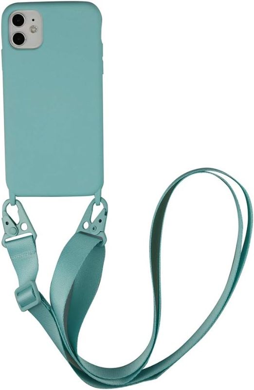 Photo 1 of iPhone 13 Mini, 13 Pro and 13 Pro Max - Silicone Phone Case with Lanyard (Turquoise, iPhone 13)
