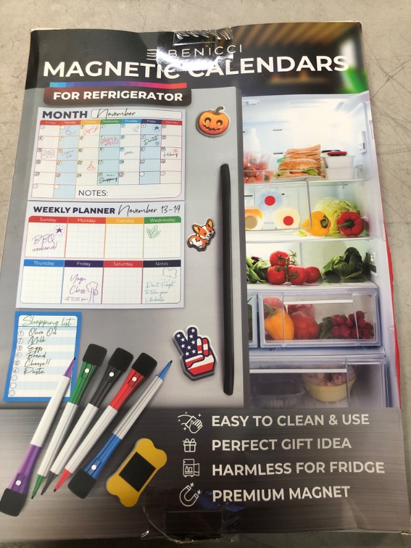 Photo 2 of Magnetic Dry Erase Whiteboard Calendar for Fridge Set of 3 - Includes: Monthly, Weekly & Daily Calendar Whiteboard, Grocery List, 5 Markers & Eraser - Perfect Calendar to Get Organized Every Day
