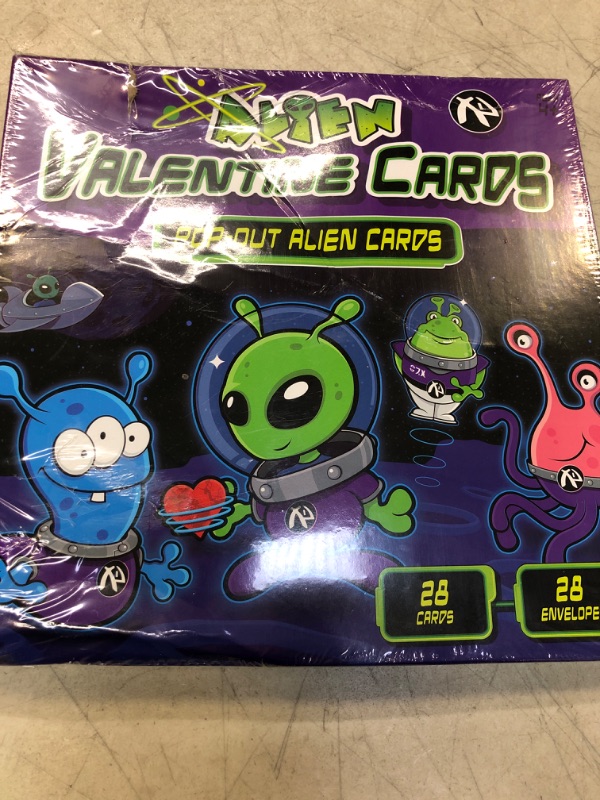 Photo 2 of Kangaroo 28-Pack Alien Pop Out Valentines Day Cards with Envelopes & Stickers I Valentines Day Cards for Kids School I Party Favors I Exchange Valentines Cards for Kids Classroom Alien Cards