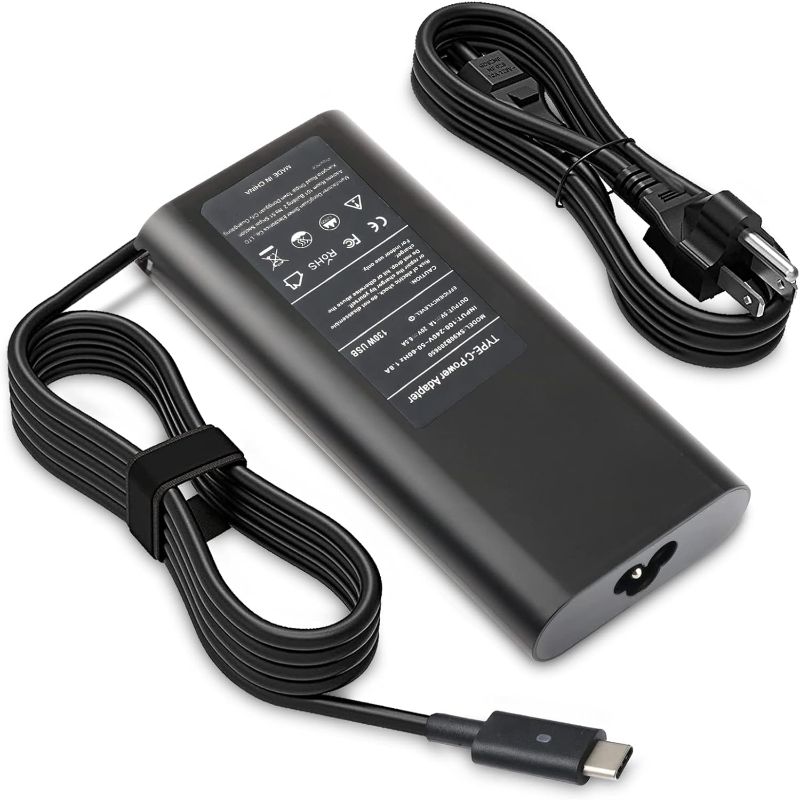 Photo 1 of Laptop Charger for Dell, 130W USB C Laptop Charger Power Adapter for Dell XPS 15 9500, 15 9510, 15 9575 2 in 1; Dell XPS 17 9700, 17 9710, Dell HA130PM170 Power Supply with Cord
