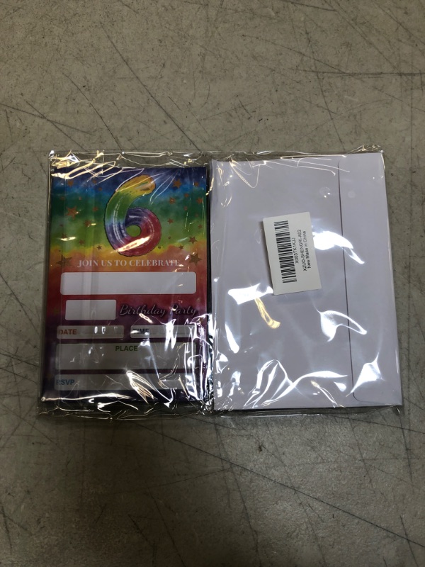 Photo 1 of Ymyfdyj 6th Birthday Party Invitations, Tie Dye Birthday Invitations Cards for Kids, Rainbow Fill in The Blank Birthday Party Invites, 20 Invitation Cards With 20 Envelopes -A02