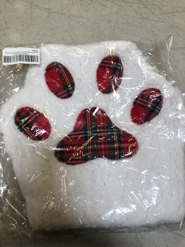Photo 1 of 15” Large Christmas Stockings with Hanging Loop - White and Tartan Plaid Paw Good Dog Christmas Stocking with Fleece Cuff - Stockings Christmas Tree Decorations - Family Stockings for Christmas Dog (Plaid Paw)