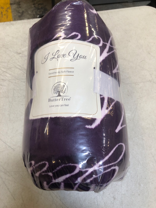 Photo 1 of Gifts for Wife Blanket, Wife Gifts for Her Anniversary, My Wife Birthday Gift Ideas, Gift from Husband for Wife Anniversary, Birthday Presents for Wife Romantic,Throw Blanket 65" x 50" (Purple) Purple - I Love You