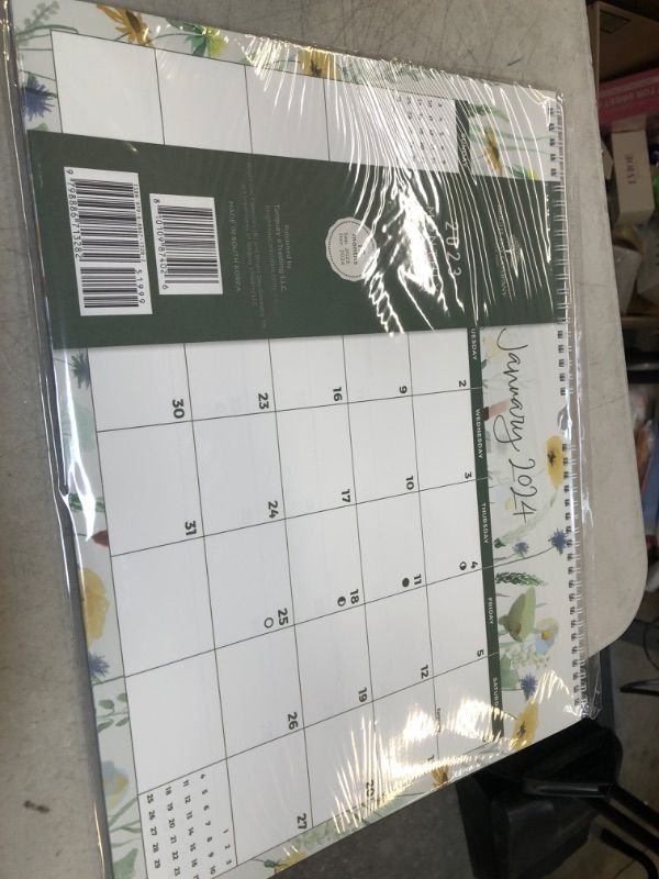 Photo 2 of 2023-2024 Academic Floral Spiral Weekly Calendar by Bright Day, 15" x 11.5", Twin Wire Binding, 18 Months, Jul 2023 - Dec 2024