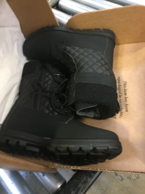 Photo 2 of POLAR Womens Memory Foam Outside Pocket Inside Zip Thermal Waterproof Deep Tread Rubber Sole Snow Boots 10 Black Leather Mono