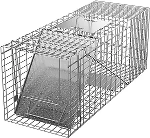 Photo 1 of 24" Live Animal Trap, Humane Animal Trap for Stray Cats up to 5.5 pounds, Raccoons, Squirrels, Skunks, Moles, Marmots, Armadillos, Rabbits, Stainless Steel Folding with Pedal Trigger