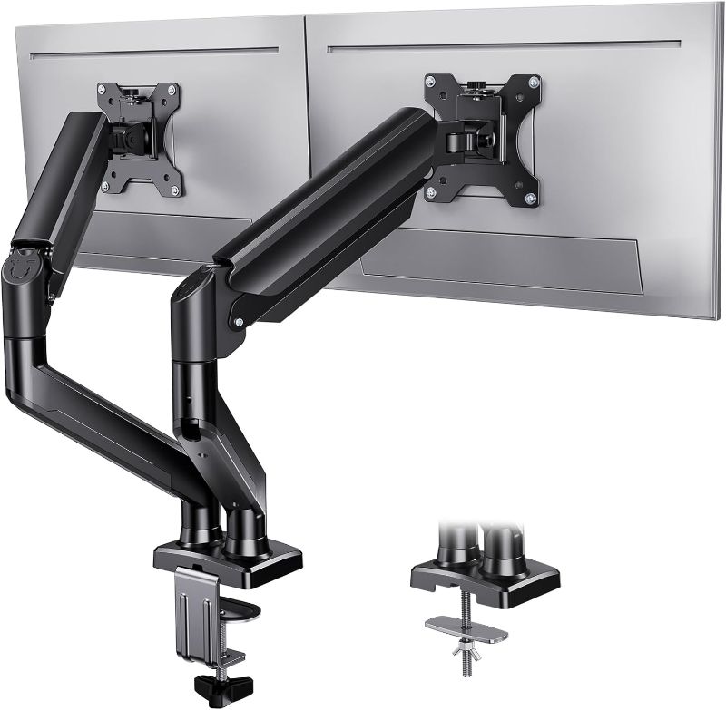 Photo 1 of ErGear Dual Monitor Mount up to 32 inches Screen, Max 22 lbs Each Arm, Adjustable Dual Monitor Stand, Sturdy Steel Dual Monitor Arm with 180° Swivel, Tilt, 360° Rotation for Home Office, VESA 75/100mm
