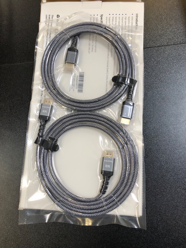 Photo 1 of 10K 8K HDMI 2.1 Cable 2-Pack 6.6FT, Highwings Certified 48Gbps Ultra High Speed Slim HDMI Cord, Support 4K@120Hz 8K@60Hz, HDCP 2.2&2.3, Dynamic HDR,eARC,DTS:X, Compatible with Roku TV/HDTV/PS5/Blu-ray 6.6 feet Grey