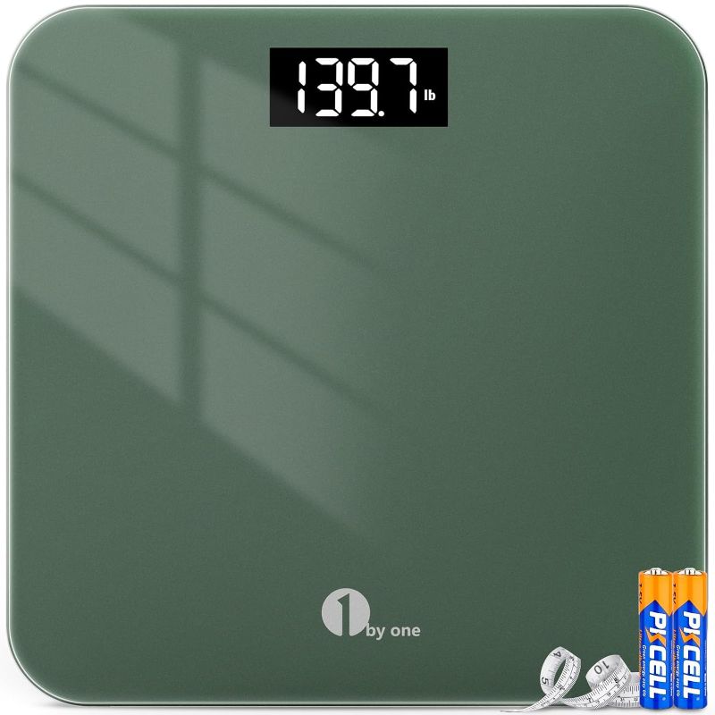 Photo 1 of 1 BY ONE Digital Body Weight Scale, Bathroom Weighing Scale for People with Large LED Display, 400 lbs,Tape Measure and Batteries Included

