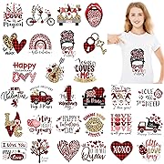 Photo 1 of 30pcs Valentine's Day Iron on Transfer Patches Valentines Heat Transfer Vinyl Stickers Heart Gnome Heat Transfer Decals DIY Romantic Iron on Appliques for Couple T Shir