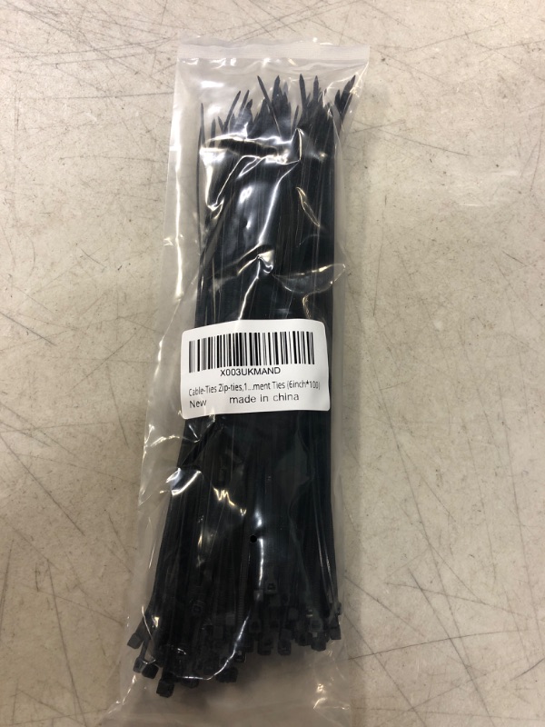 Photo 2 of Zip Ties,100 Pack Black Cable Ties Assorted Sizes 6 Inch,Multi-Purpose Self-Locking Nylon Cable Ties Cord Management Ties (Black, 6inch*100)
