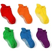 Photo 1 of Baby Toddler Non Slip Socks Kids Boys Girls Infant Anti Skid Ankle Cotton Socks with Grippers 6 Pairs(Rainbow, 1-3T)