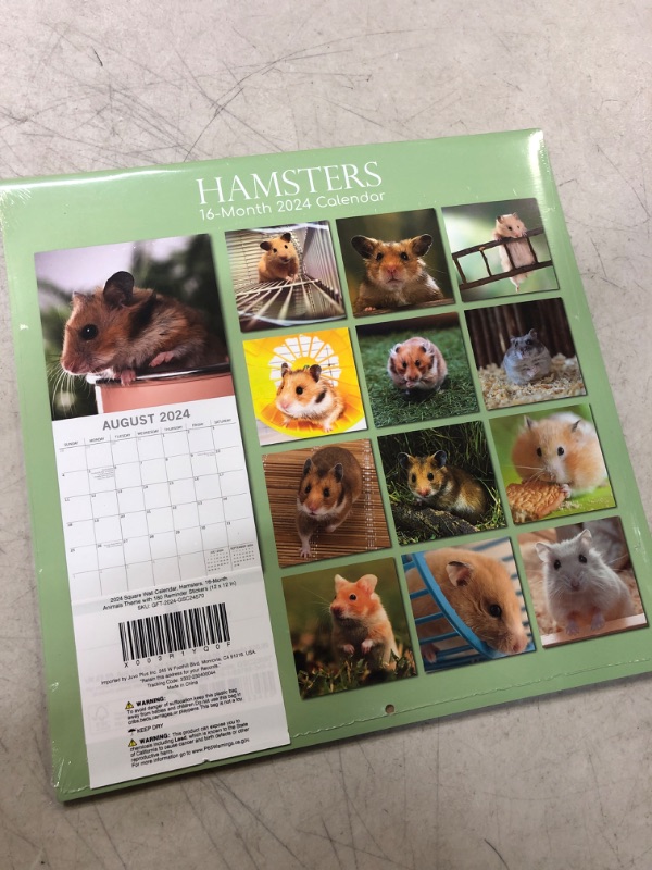 Photo 2 of 2024 Square Wall Calendar, Hamsters, 16-Month Animals Theme with 180 Reminder Stickers (12 x 12 In)