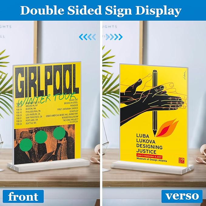 Photo 1 of Adubor 8.5 x 11 Acrylic Sign Holder Clear Table Signs Stand, Acrylic Display Stand