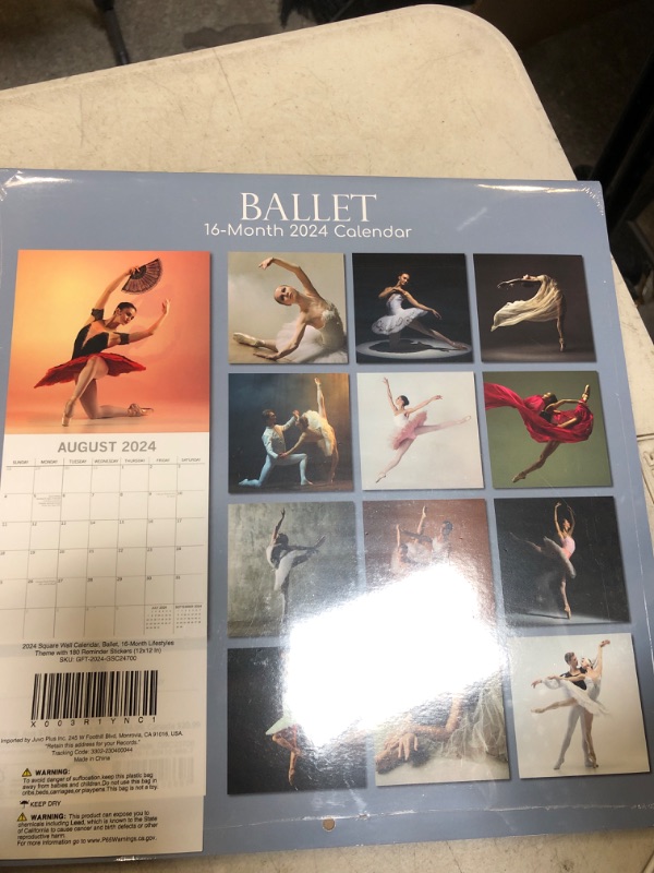 Photo 2 of 2024 Square Wall Calendar, Ballet, 16-Month Lifestyles Theme with 180 Reminder Stickers (12x12 In)