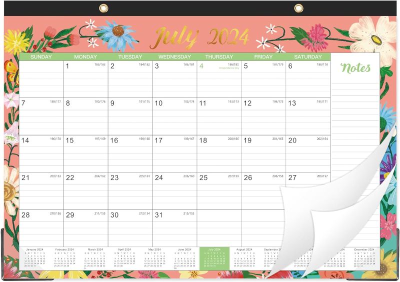 Photo 1 of 2024-2025 Desk Calendar - 18 Months Large Desk Calendar from Jul. 2024 - Dec. 2025, 17" x 12", Desk Pad Calendar 2024-2025 with 2 Corner Protectors
