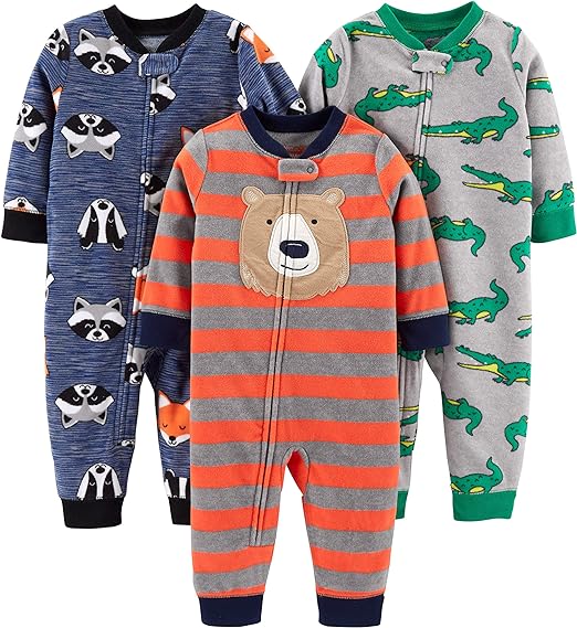 Photo 1 of 18M Simple Joys by Carter's Toddlers and Baby Boys' Loose-Fit Fleece Footless Pajamas, Pack of 3