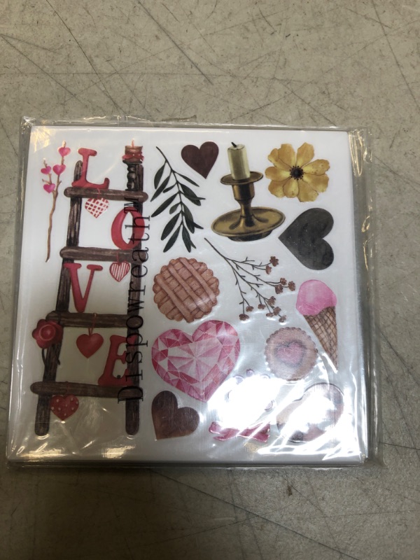 Photo 2 of 16 Sheet Valentine's Day Rub on Transfers for Crafts and Furniture Rustic Valentine Heart Love Sticker Rub on Decals for Scrapbook DIY Wood Fabric Journal Dairy Envelope Crafts, 6 x 6 Inch