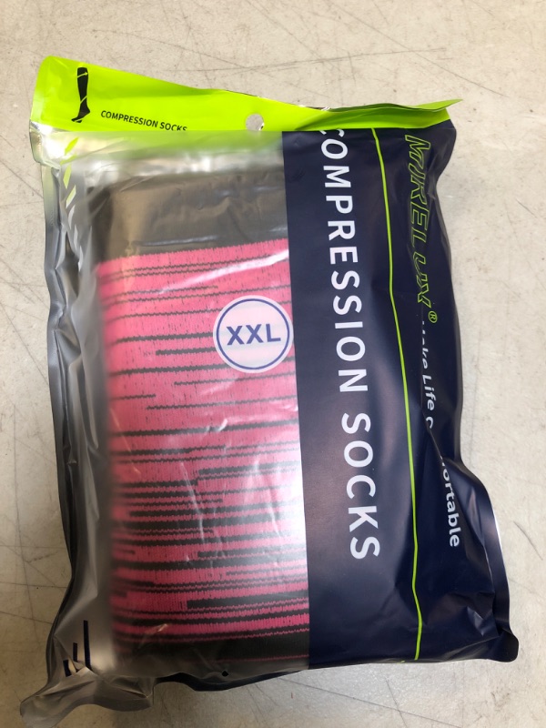 Photo 1 of 3 Pairs Plus Size Compression Socks for Women Men Wide Calf 20-30mmHg Extra Large Knee High Socks Support for Nurses Medical Pregnant Travel Circulation 3cool Blue Green 2X-Large