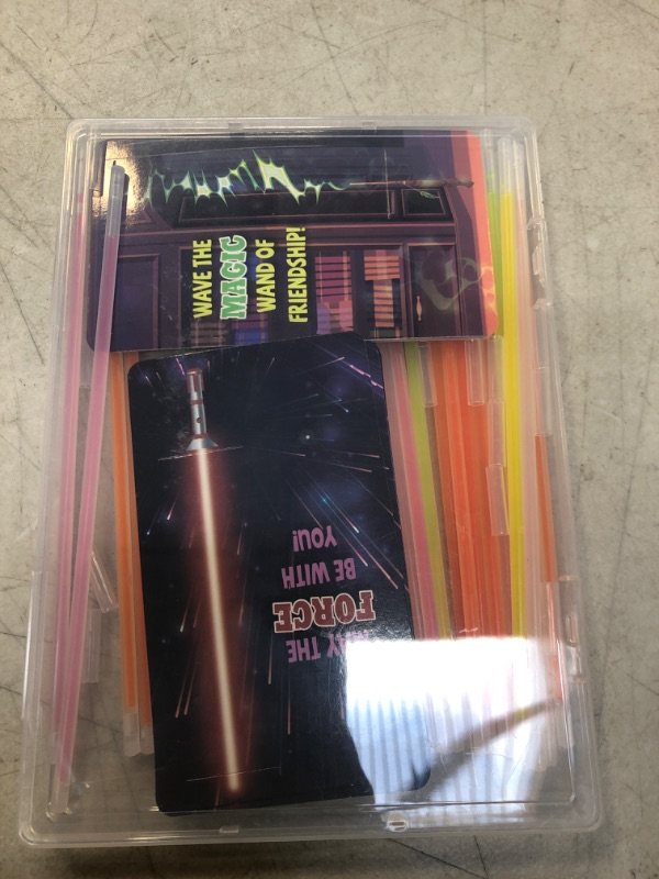 Photo 1 of algpty 28 Pack Valentines Day Cards for Kids with 30 PCS Glow Sticks, Valentines Cards for Classroom Gift Cards,Valentines Exchange Gift for School, Valentines Party Favors Supplies for Boys Girls
