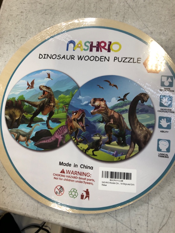 Photo 2 of Dinosaur Wooden Puzzle for Kids Ages 3-8, Natural Wood Dinosaur Toys Set of 2 Packs, 48 Pieces Puzzle Modules Puzzles for Kids Ages 4-7, Circular Jigsaw Puzzles for Toddlers 3-7