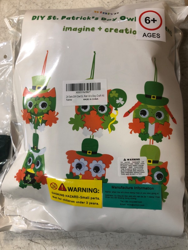 Photo 2 of 24 Sets St. Patrick's Day Decorations Owl Shamrock Ornaments DIY St. Pat's Craft Kits Assorted Owl Four-Leaf Clover Irish Lucky Shamrock Foam Stickers for Kids Classroom Home Activity Gift Art Project