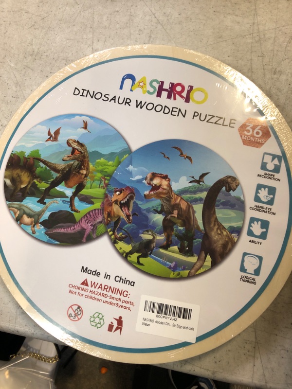 Photo 2 of Dinosaur Wooden Puzzle for Kids Ages 3-8, Natural Wood Dinosaur Toys Set of 2 Packs, 48 Pieces Puzzle Modules Puzzles for Kids Ages 4-7, Circular Jigsaw Puzzles for Toddlers 3-7
