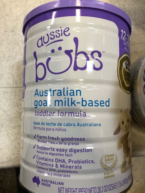 Photo 2 of Aussie Bubs Australian Goat Milk-Based Toddler Formula, For Kids 12-36 months, Made with Fresh Goat Milk, 28.2 oz ex. jul 2024