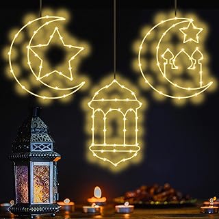 Photo 1 of Ramadan Mubarak Decorations Lights 3 Pack, Moon Star Pendant Muslim Islamic Window Lights Up Ramadan Decor Indoor 8 Light Modes Remote with Timer, Eid Mubarak Ramadan Window Light for Door Yard Party https://a.co/d/bevQwe1