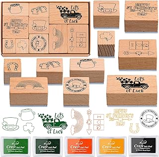 Photo 1 of 15 Pcs St. Patrick's Day Wooden Rubber Stamps and Craft Ink Pads Craft Card Stamps Pads for Scrapbooking DIY Kids Stamps Paper Wood Fabric Birthday Holiday School Rewards https://a.co/d/0SycL11