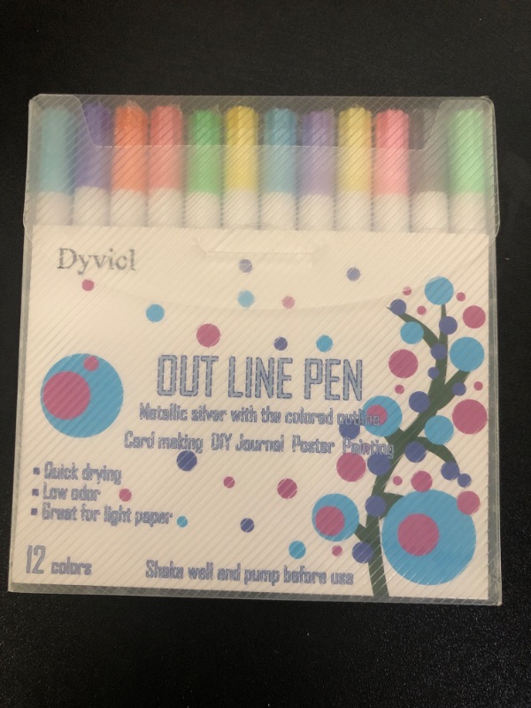 Photo 2 of 12 Color Card Writing Drawing Outline Pen Highlighter Marker Pens 2mm
