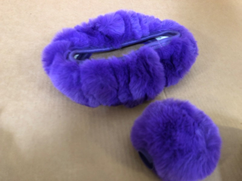 Photo 2 of SEG Direct Furry Car Steering Wheel Cover with Fluffy Gear Shift Cover Soft Warm Non-Slip Car Decoration for Women Girls 2 PCS Set, Purple
