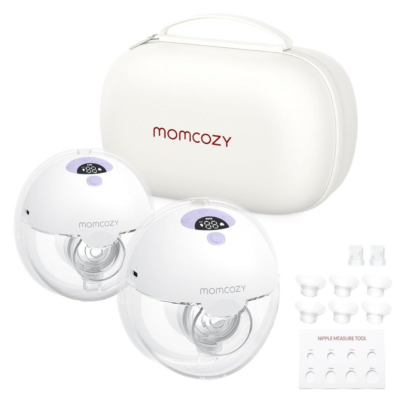Photo 1 of Momcozy Breast Pump Hands Free M5, Wearable Breast Pump of Baby Mouth Double-Sealed Flange with 3 Modes & 9 Levels, Electric Breast Pump Portable - 24mm, 2 Pack Lilac 2 Count Lilac