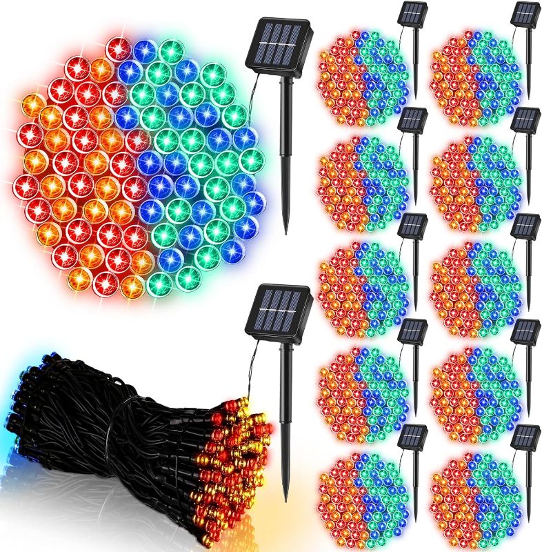 Photo 1 of 12 Pcs Solar Outdoor String Lights Waterproof Each 56 Ft 150 LED Solar Christmas Light with 8 Modes and Memory Function Solar Lights Tree Lights for Xmas Garden Patio Wedding Party, Multicolor
