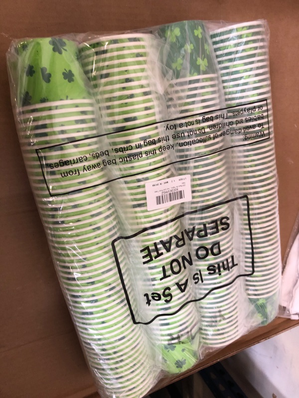 Photo 1 of 200 Pack St. Patrick's Day Paper Snack Bowls Disposable 5oz Ice Cream Cups Irish Shamrock Paper Cups Dessert Sundae Yogurt Container St Patrick's Party Supplies for Hot Cold Food Treat