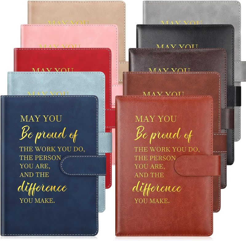 Photo 1 of 10 Pcs Thank You Gifts Inspirational Notebooks Bulk May You Proud of the Work You Do A5 Leather Journals Notebook Employee Appreciation Gifts for Student Teacher Back to School Gifts
