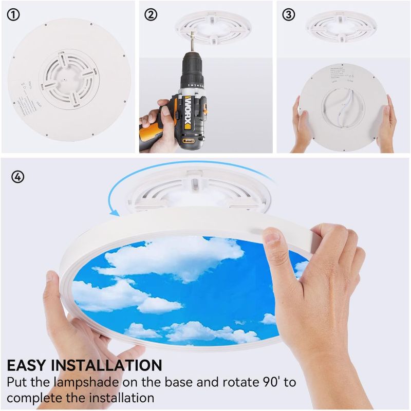 Photo 2 of 8Pack 3200LM LED Ceiling Light Fixture,28W Blue Sky & Clouds Slim Thin Round Flush Mount White Shell Led Ceiling Light White 6000K Surface Mount LED Ceiling Light 300W Equivalent…
