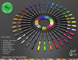 Photo 1 of Dual Tip Brush Pens Double Sided Pigment Based(Non Acrylic) Brush Markers 36 Color Art Set with Zipper Case Flexible Brush and 0.4mm Fineliner - Coloring Journaling Lettering Drawing Sketching
