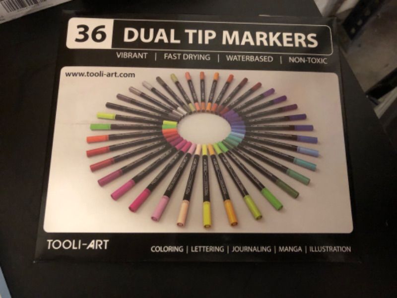 Photo 1 of Dual Tip Brush Pens Double Sided Pigment Based(Non Acrylic) Brush Markers 36 Color Art Set with Zipper Case Flexible Brush and 0.4mm Fineliner - Coloring Journaling Lettering Drawing Sketching

