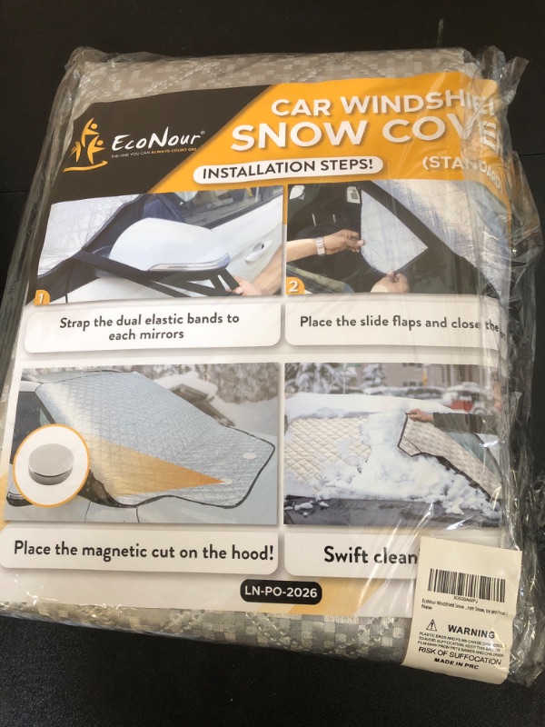 Photo 2 of EcoNour Car Windshield Winter Cover for Ice and Snow - PEVA Fabric Four-Layered Frost Cover with Magnetic Edges -Thickened Snow Cover - Fits Most Cars SUVs,CRV, Van, Sedan - Standard (69 x 48 inches)