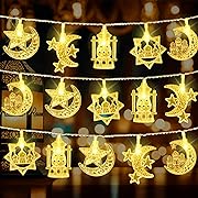 Photo 1 of [ 8 Modes & Timer ] 16 ft Moon Star Ramadan String Lights 30 LEDs, Battery Operated Eid Mubarak Fairy Lights for Ramadan Decoration, Eid Decorative Lights with Remote Control
