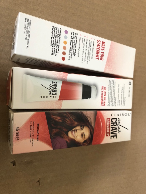 Photo 2 of 3pcs   Clairol Color Crave Temporary Hair Color Makeup, Brilliant Ruby Hair Color 