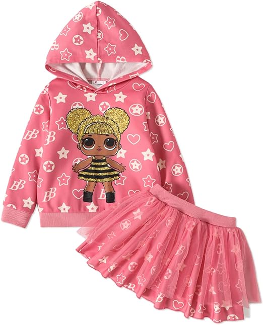 Photo 1 of 4/5Y-----L.O.L. Surprise! 2pcs Toddler Girl Hoodie Sweatshirt and Skirt Set Girls Birthday Party Outfit  