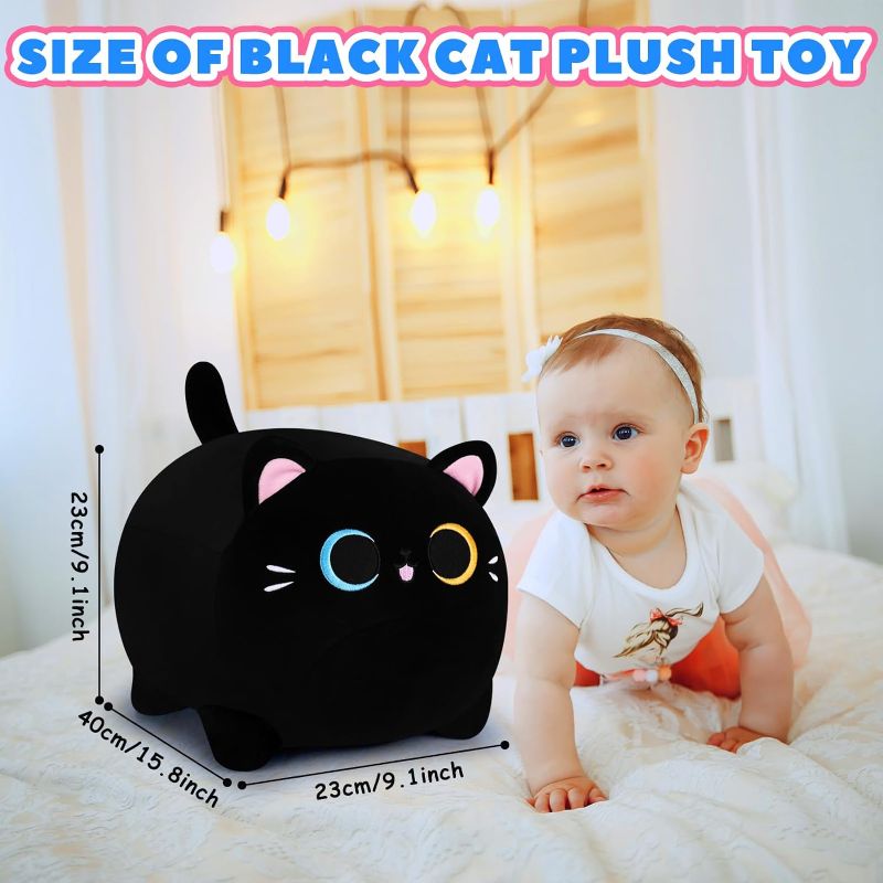 Photo 1 of Black Cat Plush Pillows-16''Black Cat Plushies with Different Eyes, Cat Plush Pillow, Cat Anime Plush Cute Soft Plush Cat Plushie Stuffed Cat Stuffed Animals, Birthday Gift for Kids Girls Boys
