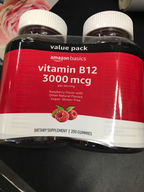 Photo 2 of Amazon Basics Vitamin B12 3000 mcg Gummies (2 Packs of 100), 2 per Serving and Amazon Basics Vitamin D3 2000 IU Gummies, Orange, Lemon & Strawberry, 160 Count (2 per Serving) (Previously Solimo)